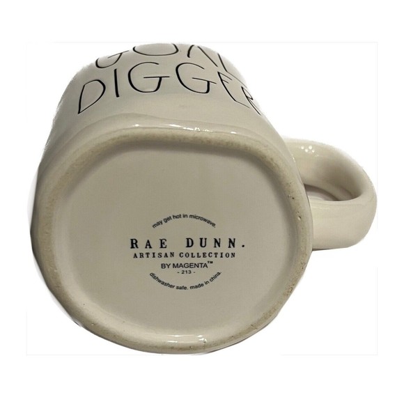 Rae Dunn ‘Goal Digger Pottery Coffee Mug Cup 16 oz  White Black LL Ceramic Decor - Picture 2 of 2